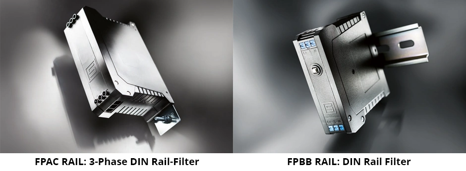 FPAC RAIL: 3-Phase DIN Rail-Filter and FPBB RAIL: DIN Rail Filter